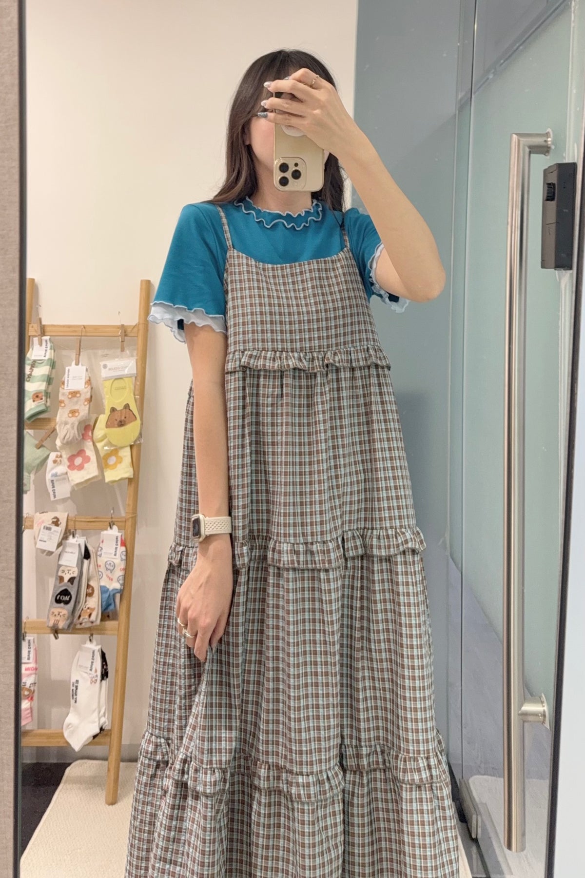 初秋・Ruffles格仔蛋糕長裙 2色入 1S10908