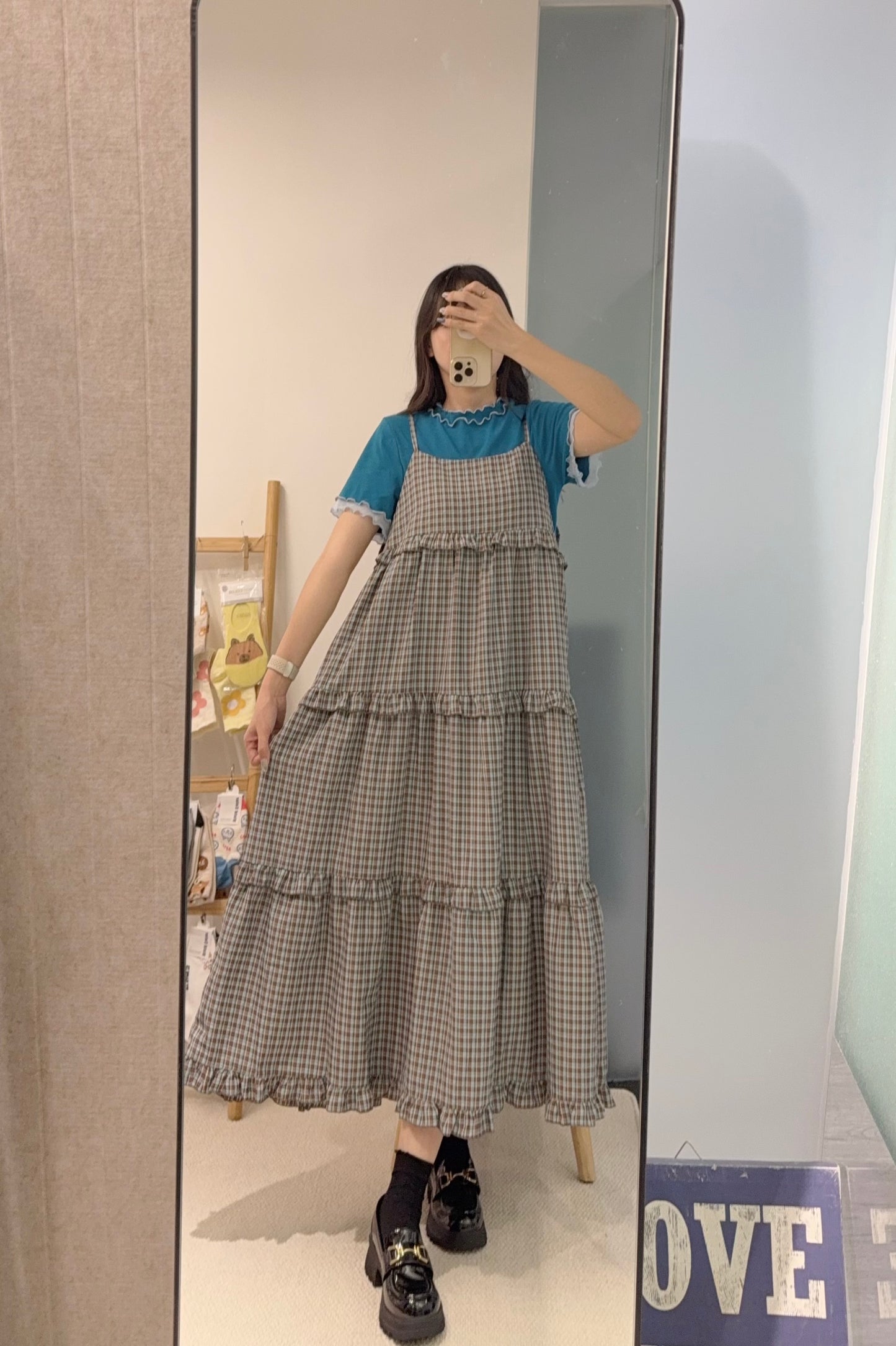 初秋・Ruffles格仔蛋糕長裙 2色入 1S10908
