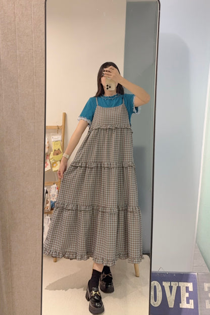 初秋・Ruffles格仔蛋糕長裙 2色入 1S10908