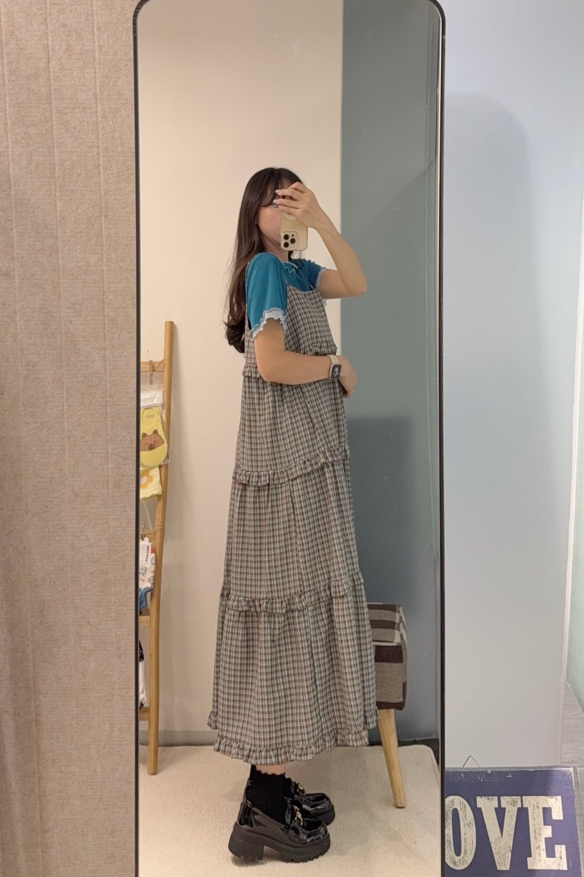 初秋・Ruffles格仔蛋糕長裙 2色入 1S10908