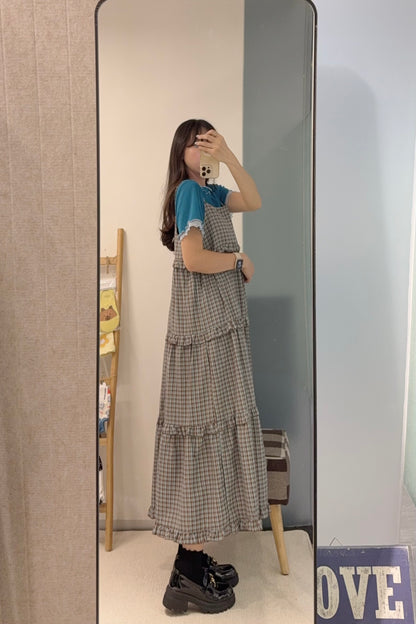 初秋・Ruffles格仔蛋糕長裙 2色入 1S10908