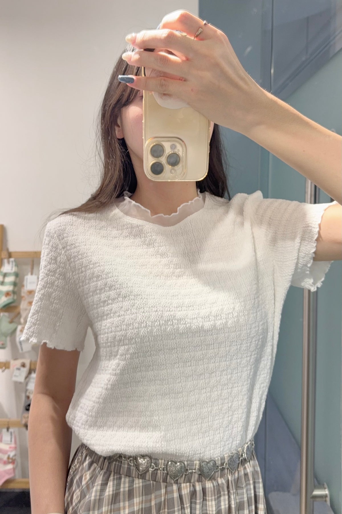 夏季・馬卡龍色透邊上衣 3色入 1S10901