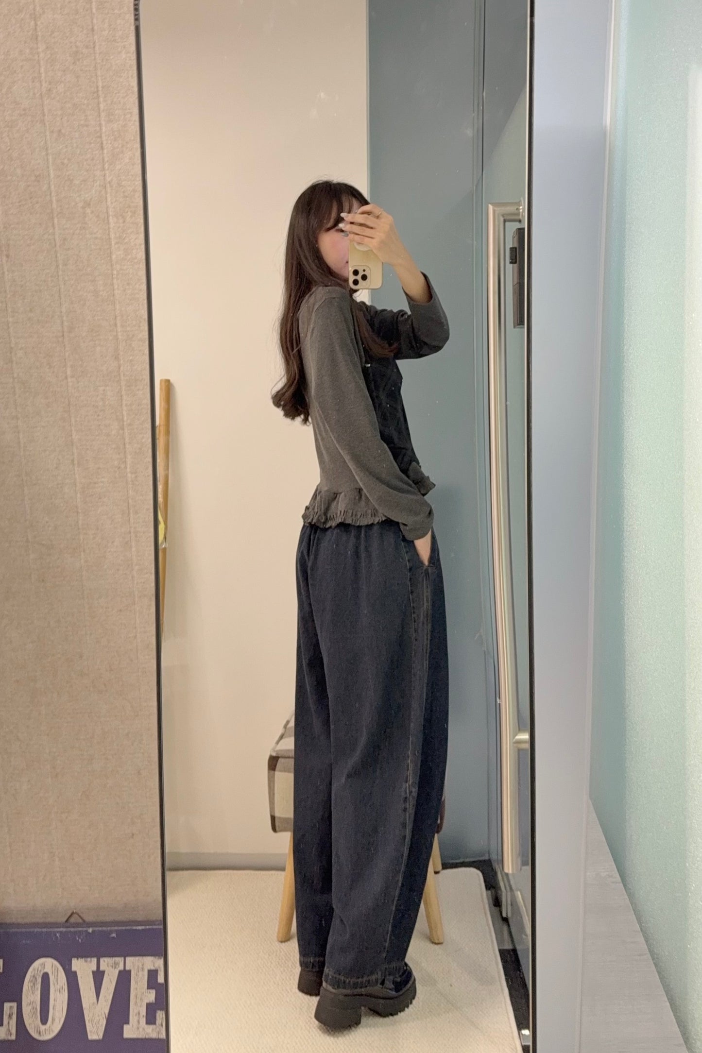 初秋・全橡筋彎刀牛仔褲 1S70905