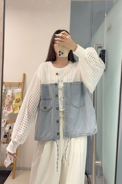 初秋・通花拼接薄牛仔外套 1S70903