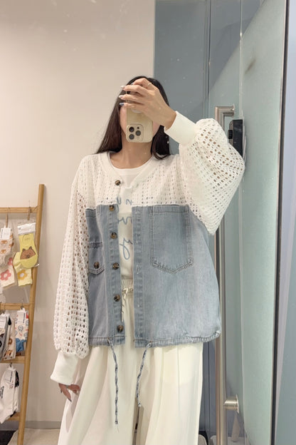 初秋・通花拼接薄牛仔外套 1S70903