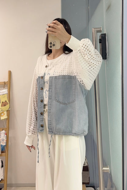 初秋・通花拼接薄牛仔外套 1S70903