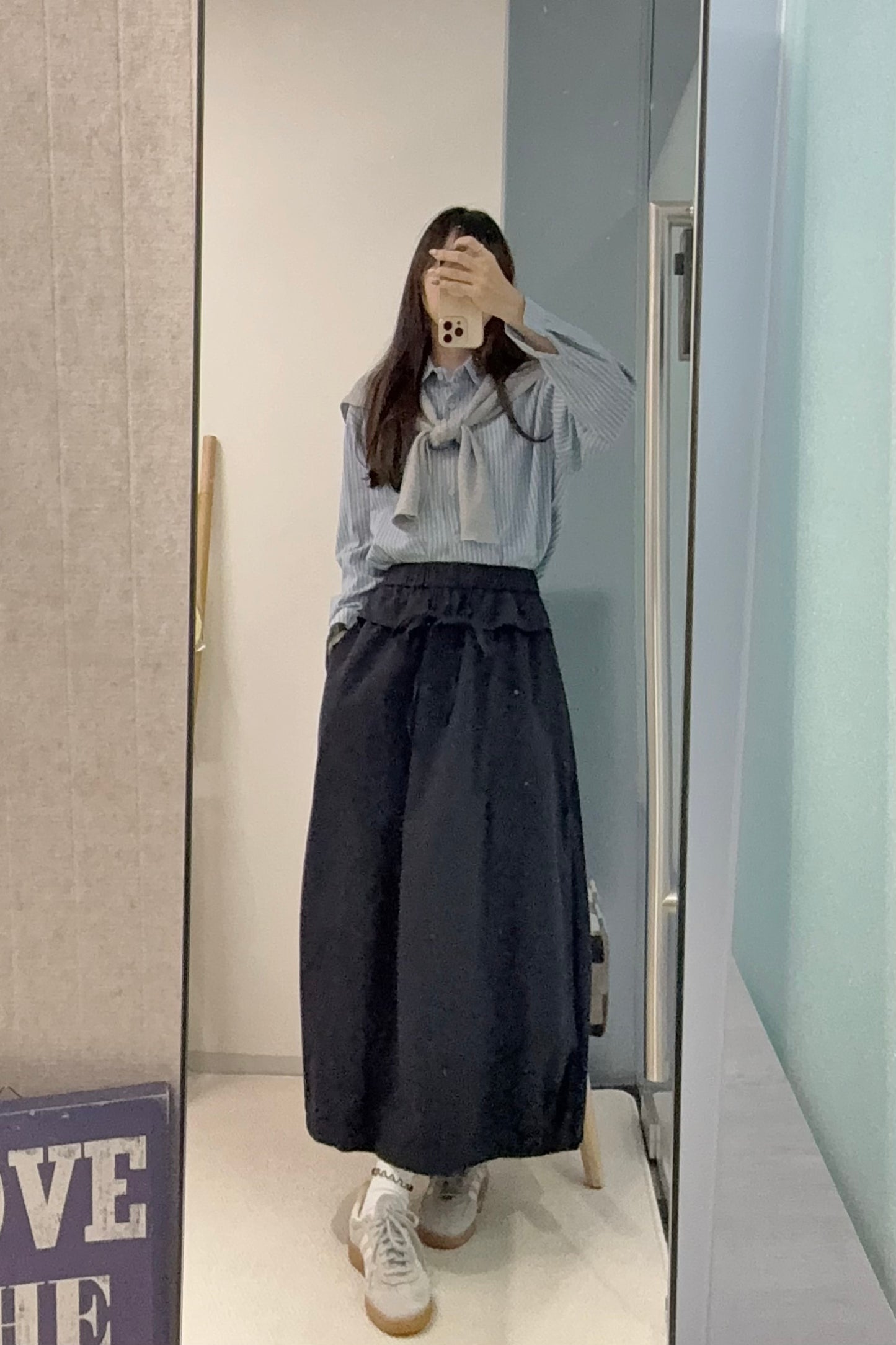 初秋・假綁帶泡泡半身裙 2色入 1S60906
