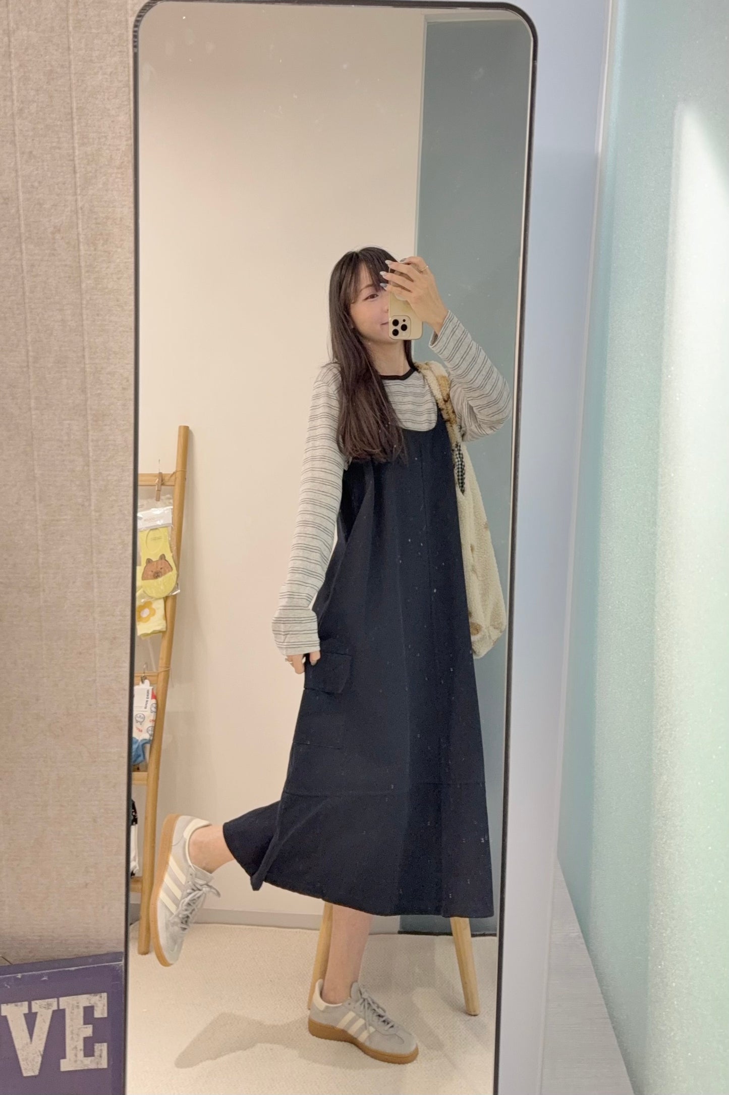 初秋・橫間薄長袖配扯布帶布裙SET 2色入 1S60909