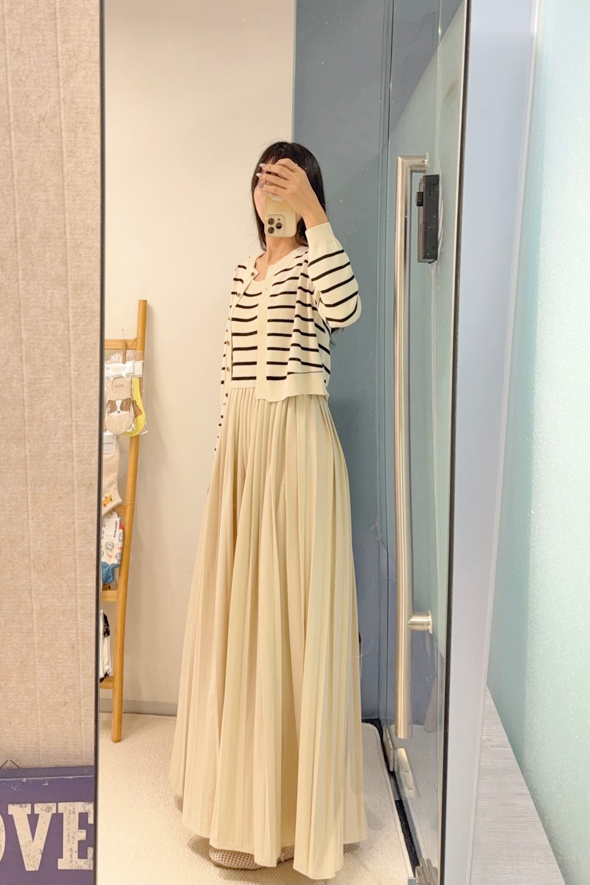 初秋・橫間百褶長裙配外套 2色入 1S60916