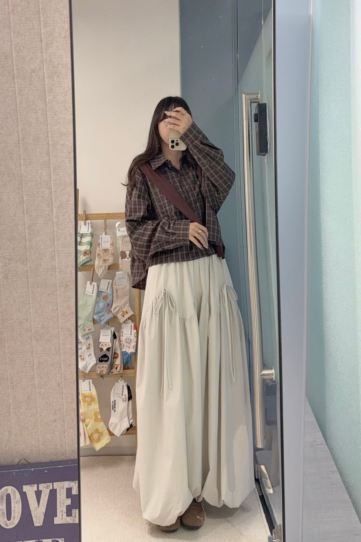 初秋・寬鬆格仔恤衫配披肩 2色入 1S60911