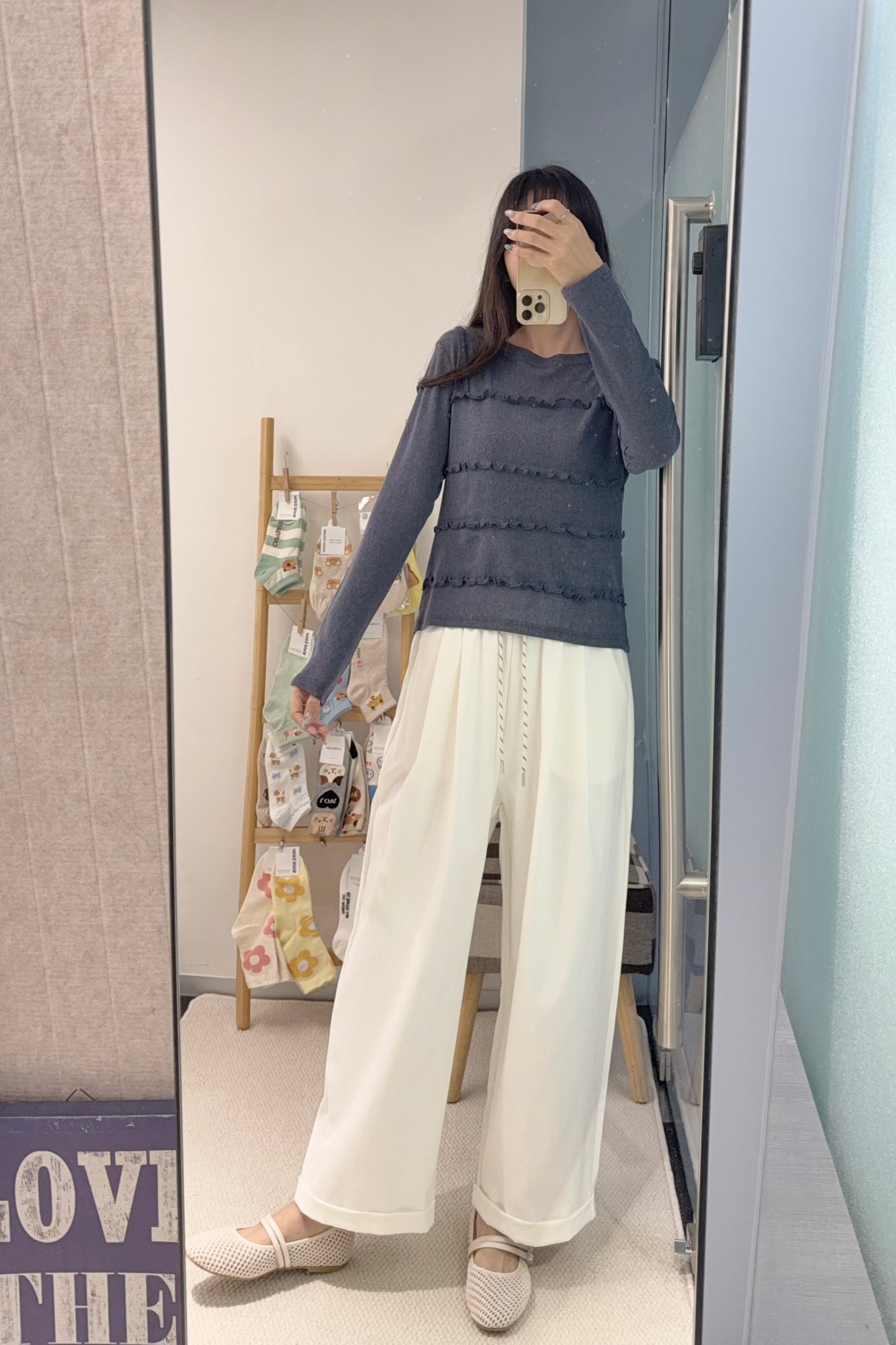 初秋・假兩件Ruffles薄長袖 3色入 1S70910
