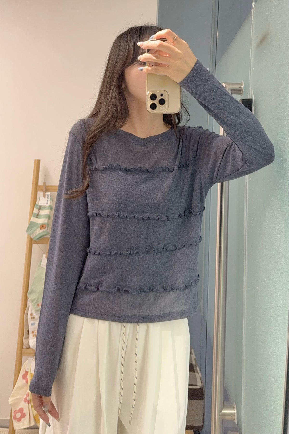 初秋・假兩件Ruffles薄長袖 3色入 1S70910