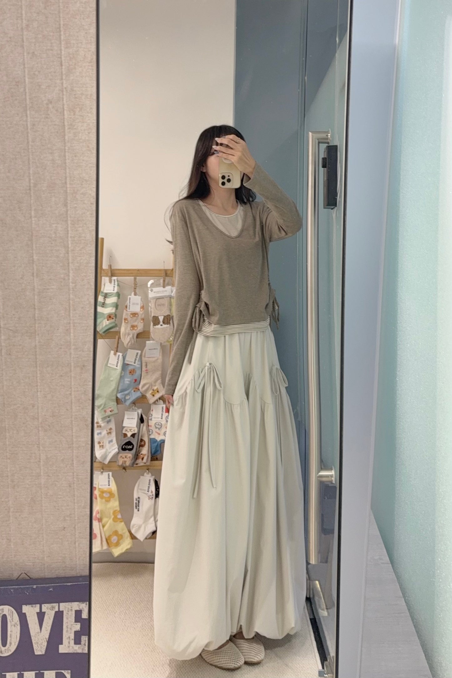 初秋・親膚假兩件束邊上衣 2色入 1S60912