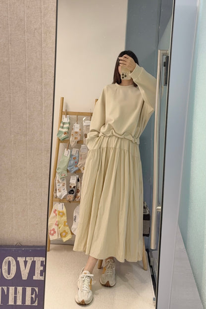初秋・太空棉束腰寬鬆長裙 2色入 1S60915