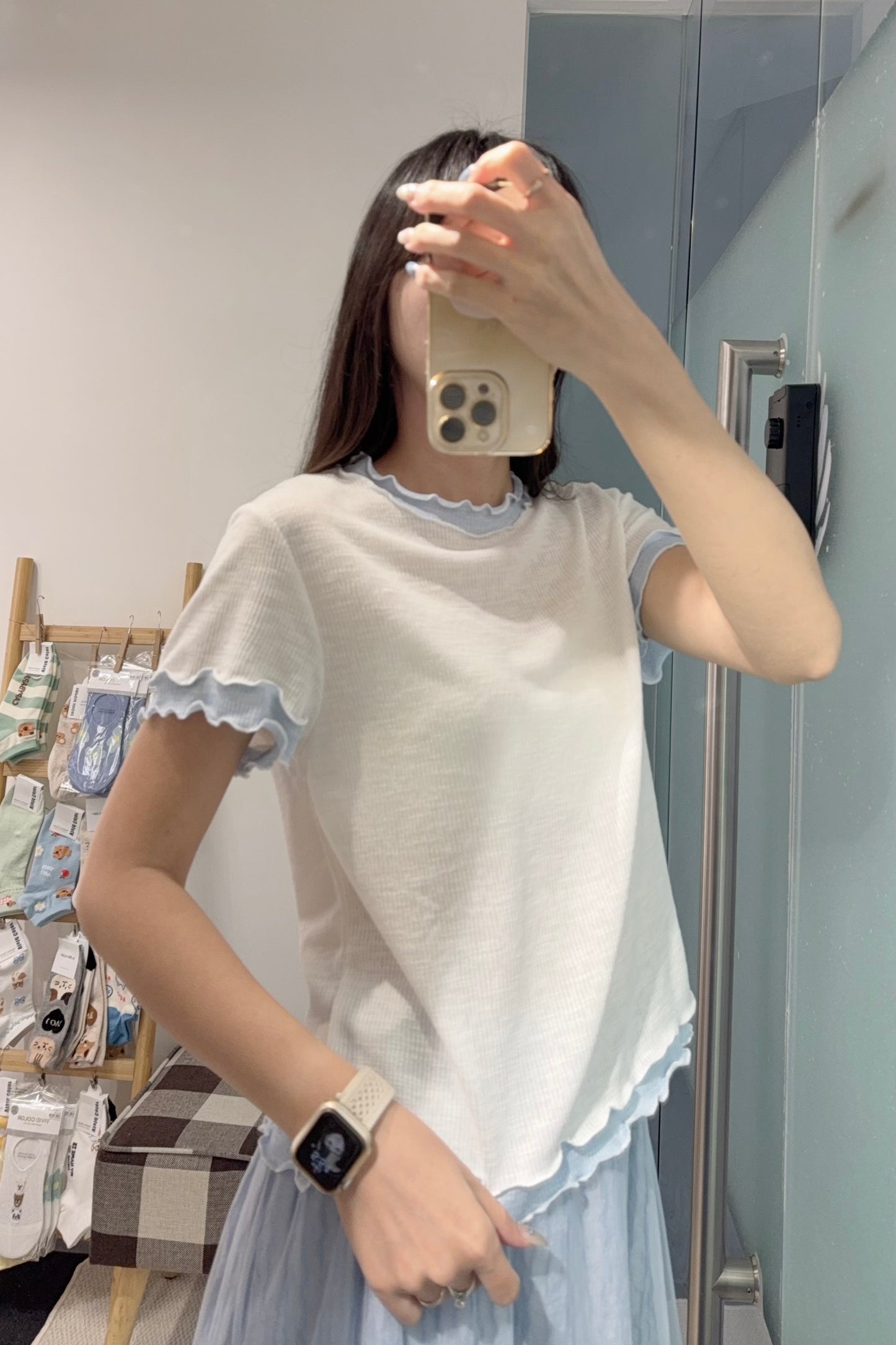 夏季・撞色親膚薄Tee 3色入 1S10921