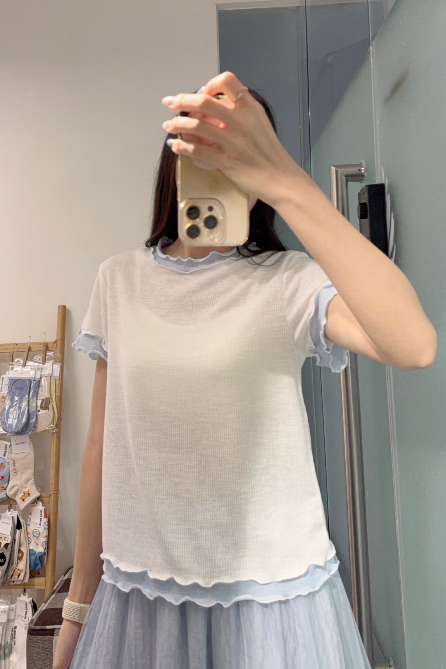 夏季・撞色親膚薄Tee 3色入 1S10921