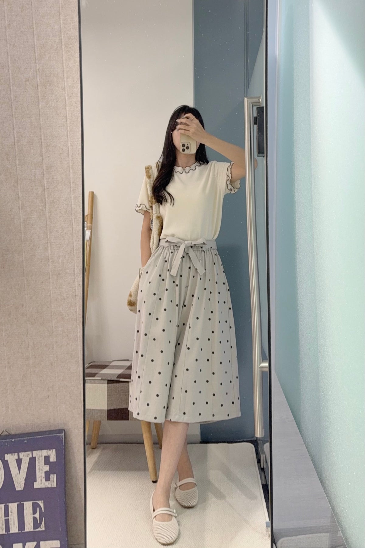 初秋・波點斷帶全橡筋七分褲 2色入 1S60917