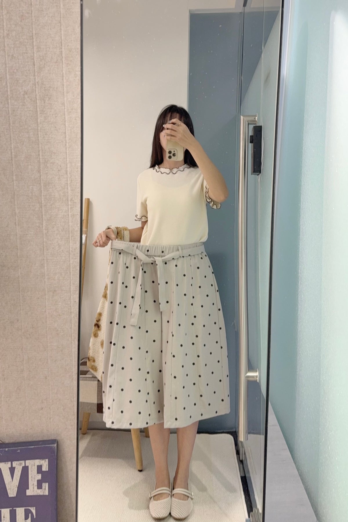 初秋・波點斷帶全橡筋七分褲 2色入 1S60917
