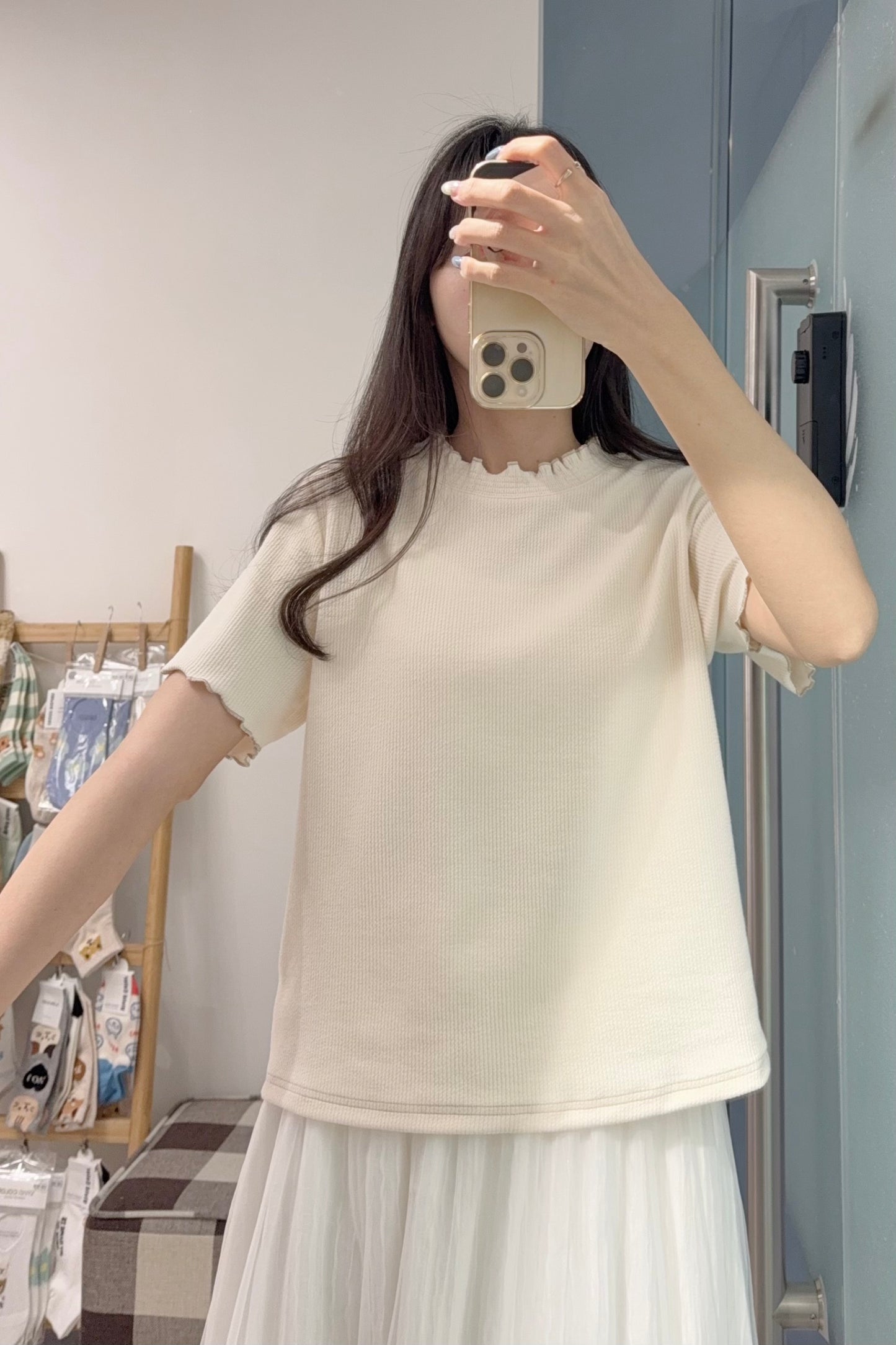 初秋・親膚暗直紋上衣 3色入 1S10920