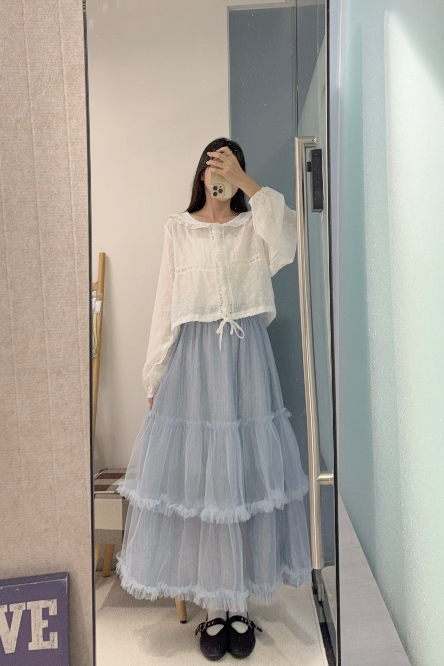 初秋・小清新暗紋碎花薄長袖 1色入 1S70922