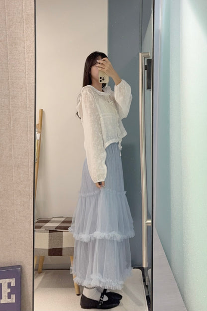初秋・小清新暗紋碎花薄長袖 1色入 1S70922