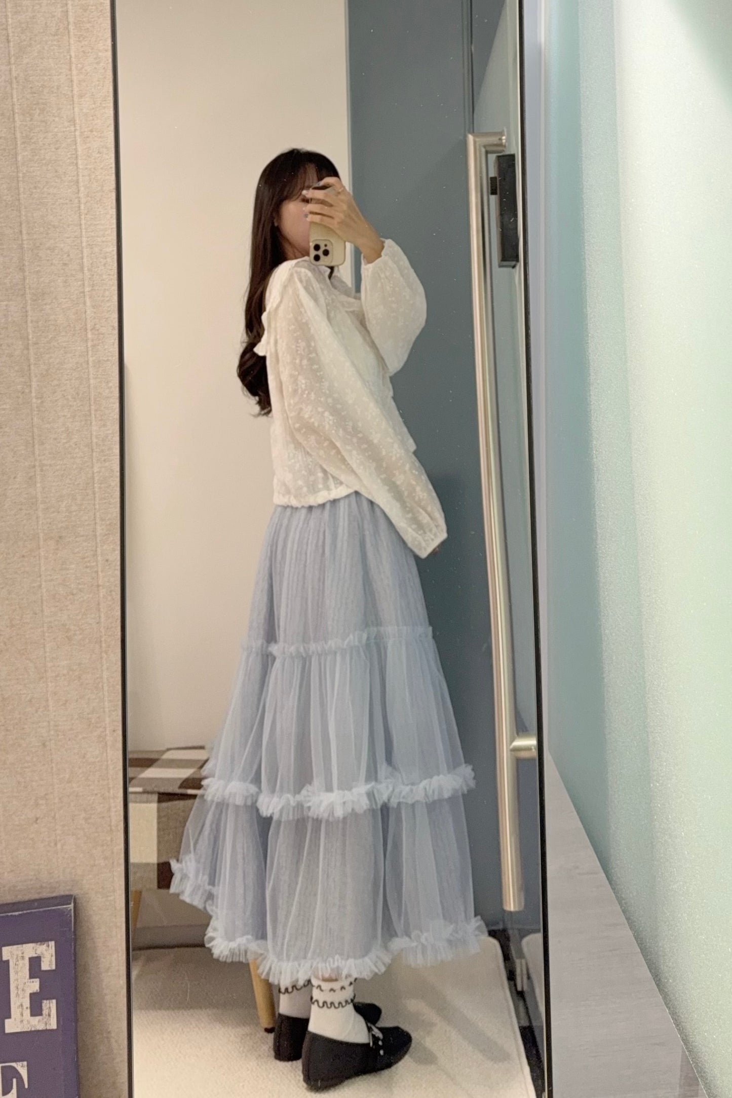 初秋・小清新暗紋碎花薄長袖 1色入 1S70922