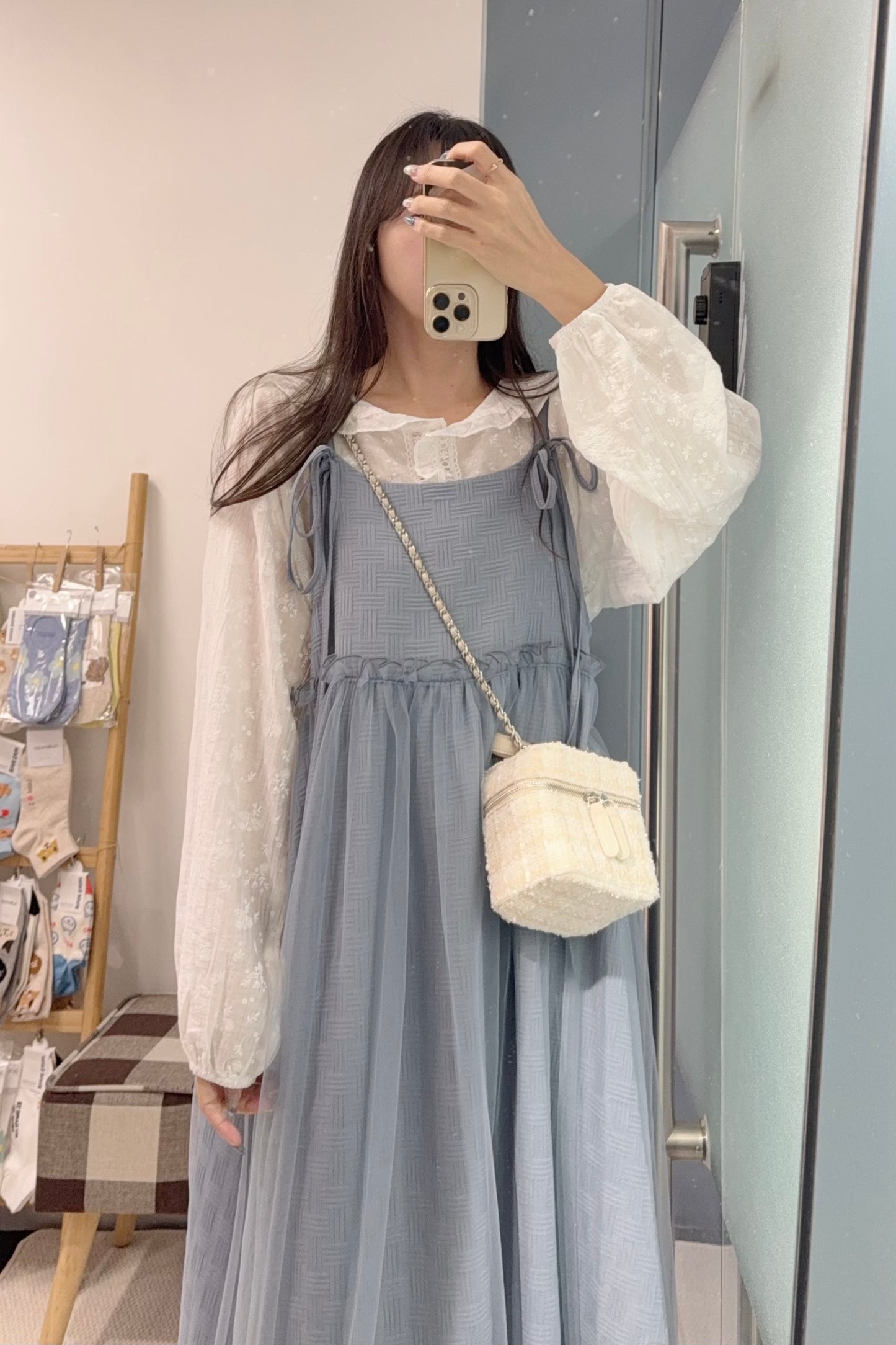 初秋・小清新暗紋碎花薄長袖 1色入 1S70922