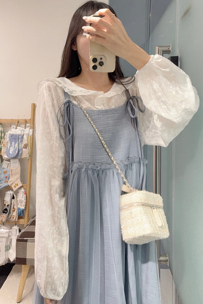 初秋・小清新暗紋碎花薄長袖 1色入 1S70922