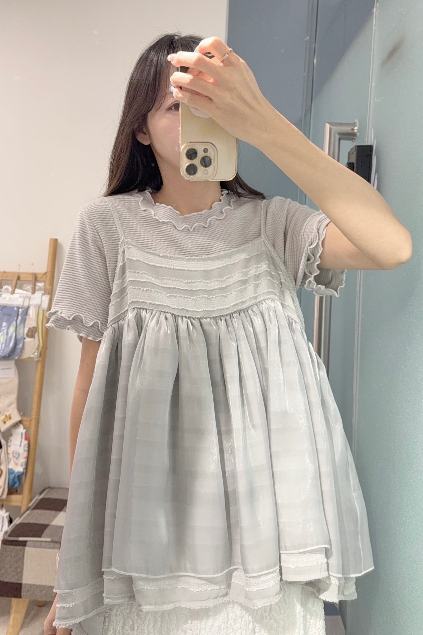初秋・木耳邊窩夫上衣 5色入 1S50918