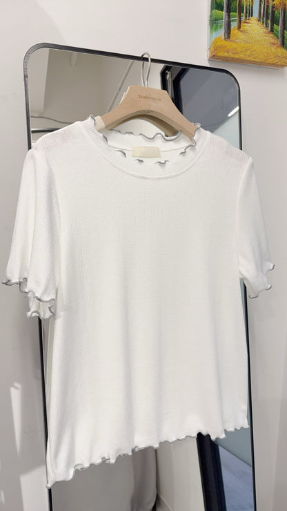 夏季・提花心心🤍木耳邊親膚TEE 2色入 1S50402