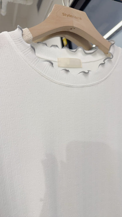 夏季・提花心心🤍木耳邊親膚TEE 2色入 1S50402