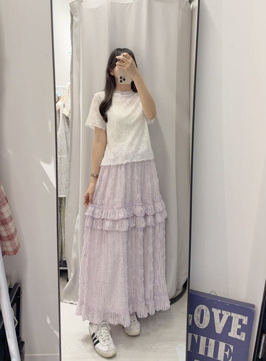 夏季・超薄透視超親膚暗花Tee 2色入 1S10408