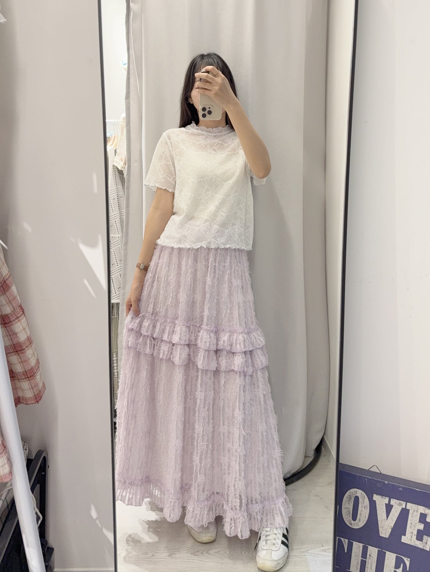 夏季・超薄透視超親膚暗花Tee 2色入 1S10408