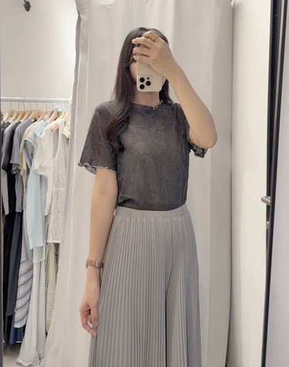 夏季・超薄透視超親膚暗花Tee 2色入 1S10408