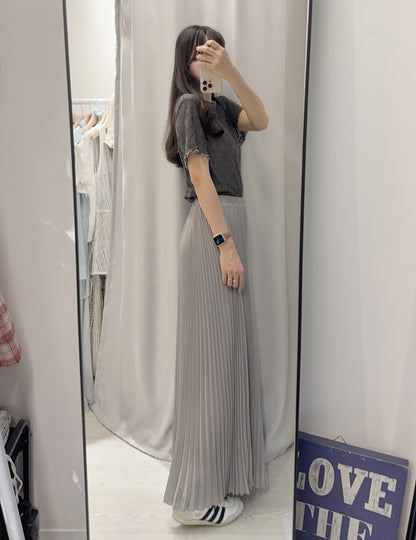 夏季・超薄透視超親膚暗花Tee 2色入 1S10408