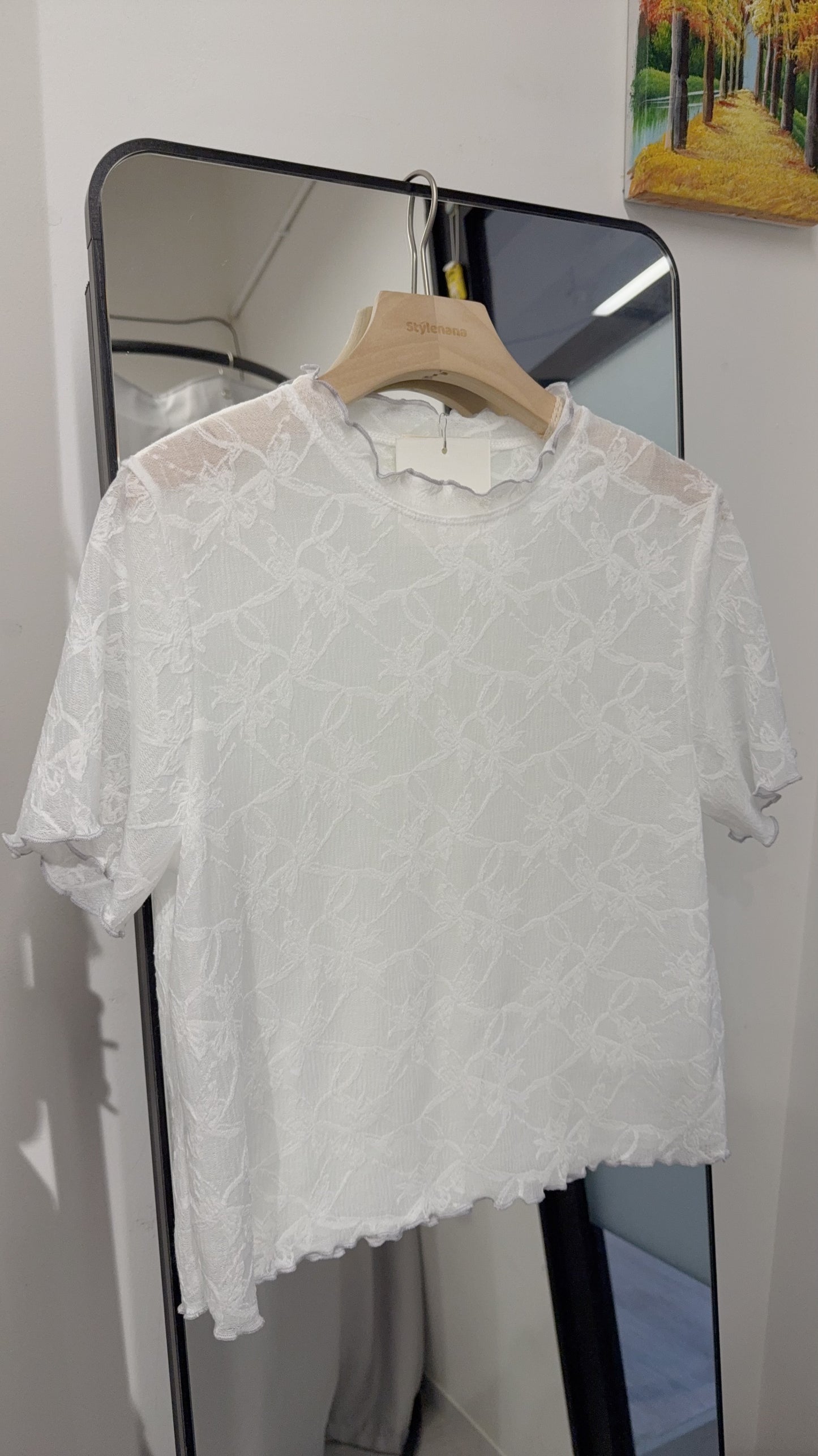 夏季・超薄透視超親膚暗花Tee 2色入 1S10408