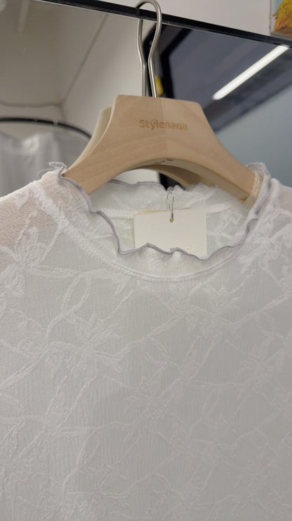 夏季・超薄透視超親膚暗花Tee 2色入 1S10408