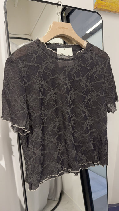 夏季・超薄透視超親膚暗花Tee 2色入 1S10408