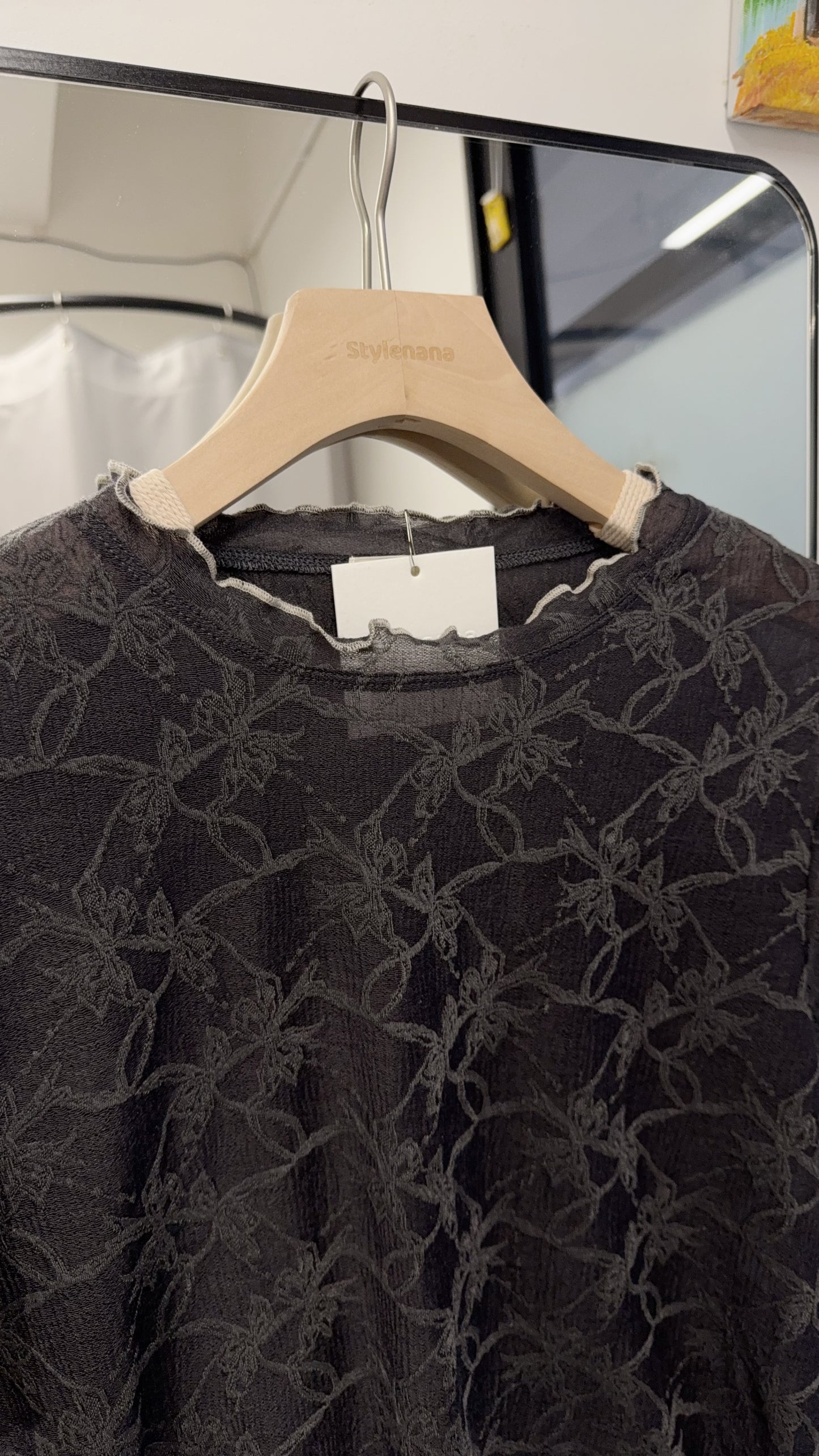 夏季・超薄透視超親膚暗花Tee 2色入 1S10408