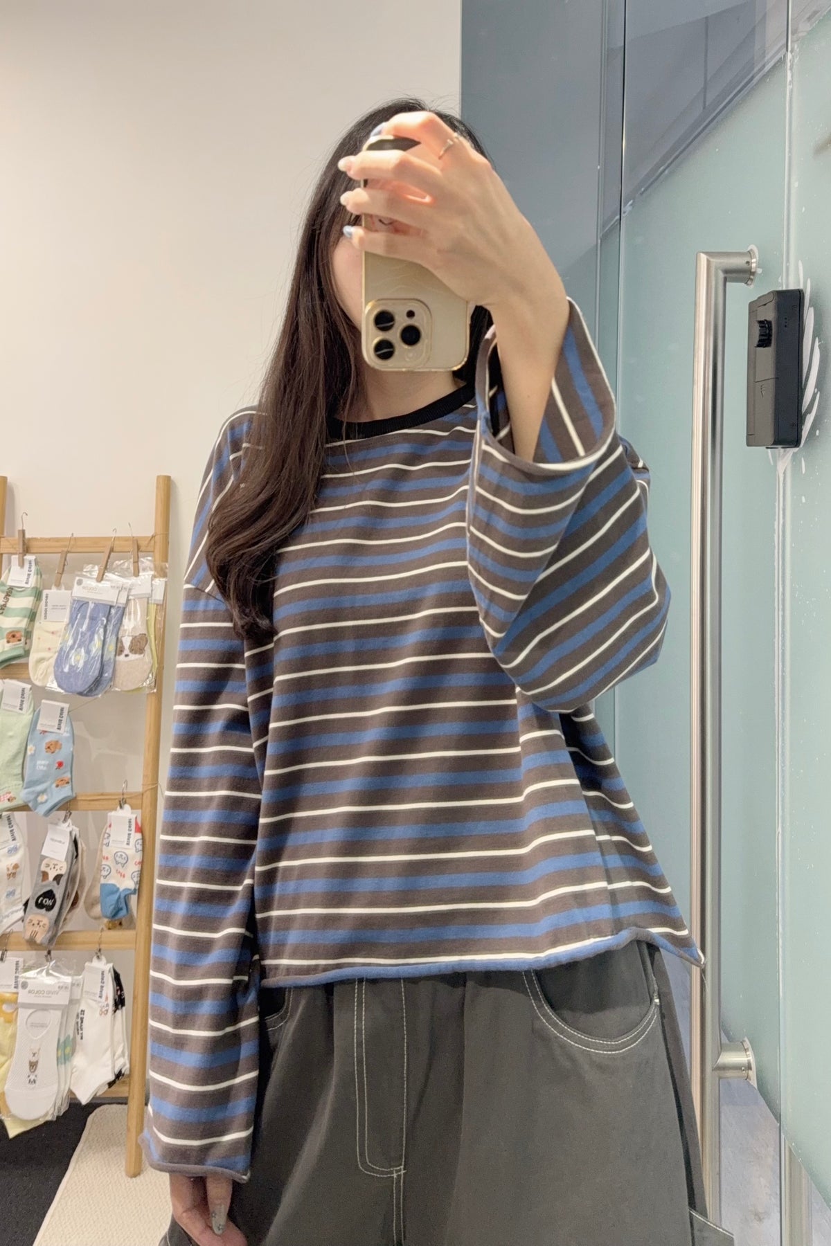 初秋・捲邊橫間薄衛衣 2色入 1S60929