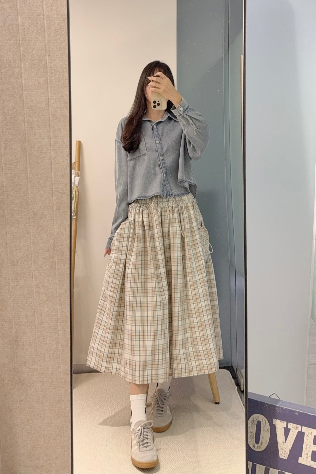 初秋・洗水寬鬆Cropped牛仔恤衫 2色入 1S60927