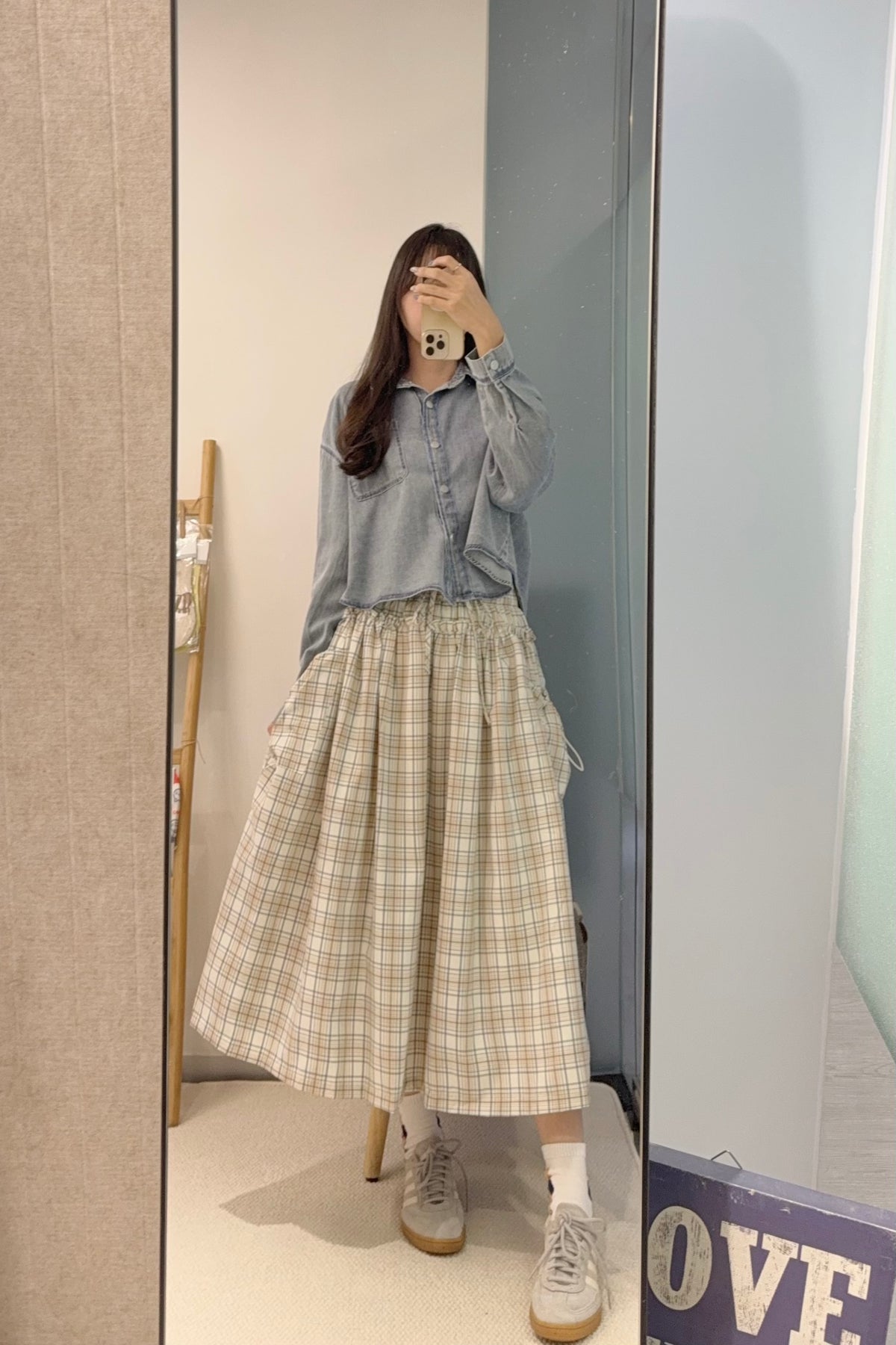 初秋・洗水寬鬆Cropped牛仔恤衫 2色入 1S60927