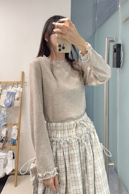 初秋・Ruffles親膚長袖上衣 4色入 1S50925