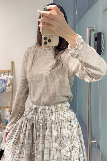初秋・Ruffles親膚長袖上衣 4色入 1S50925