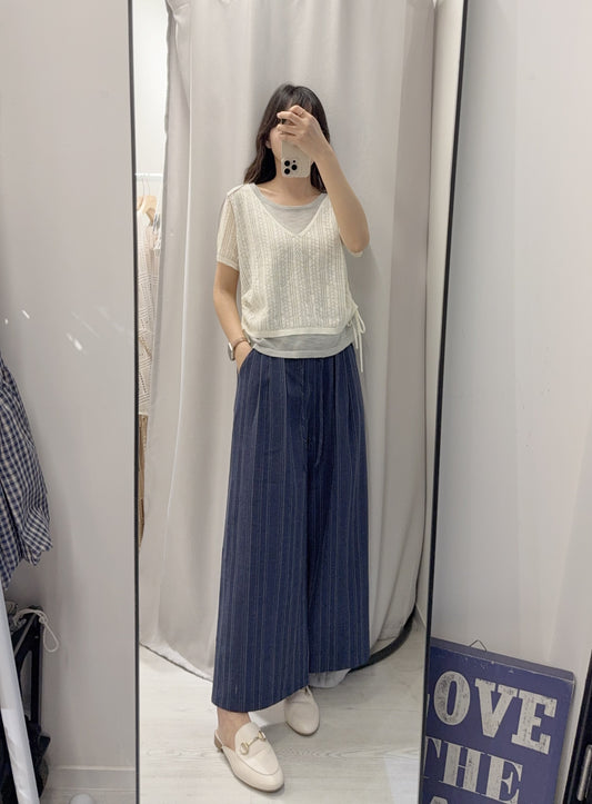 夏季・束邊假兩件線衫 2色入 1S60410