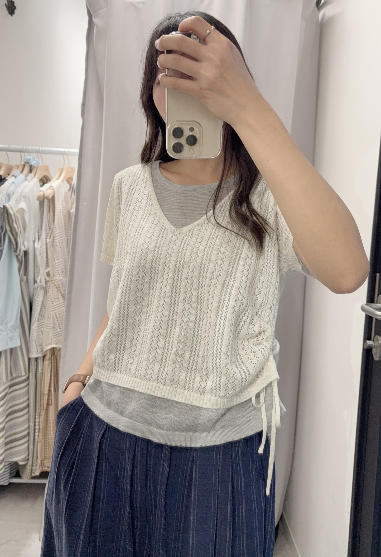 夏季・束邊假兩件線衫 2色入 1S60410