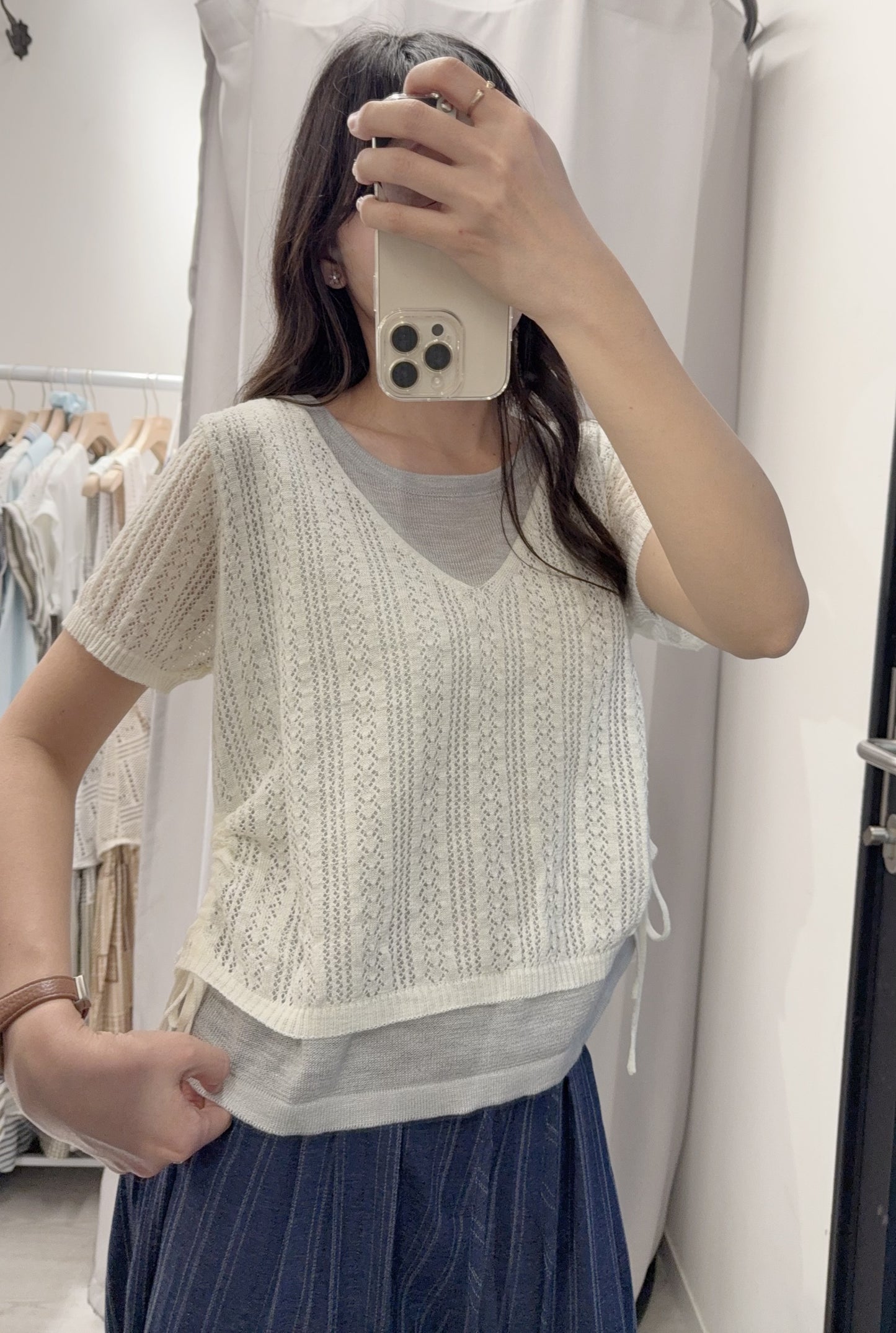 夏季・束邊假兩件線衫 2色入 1S60410
