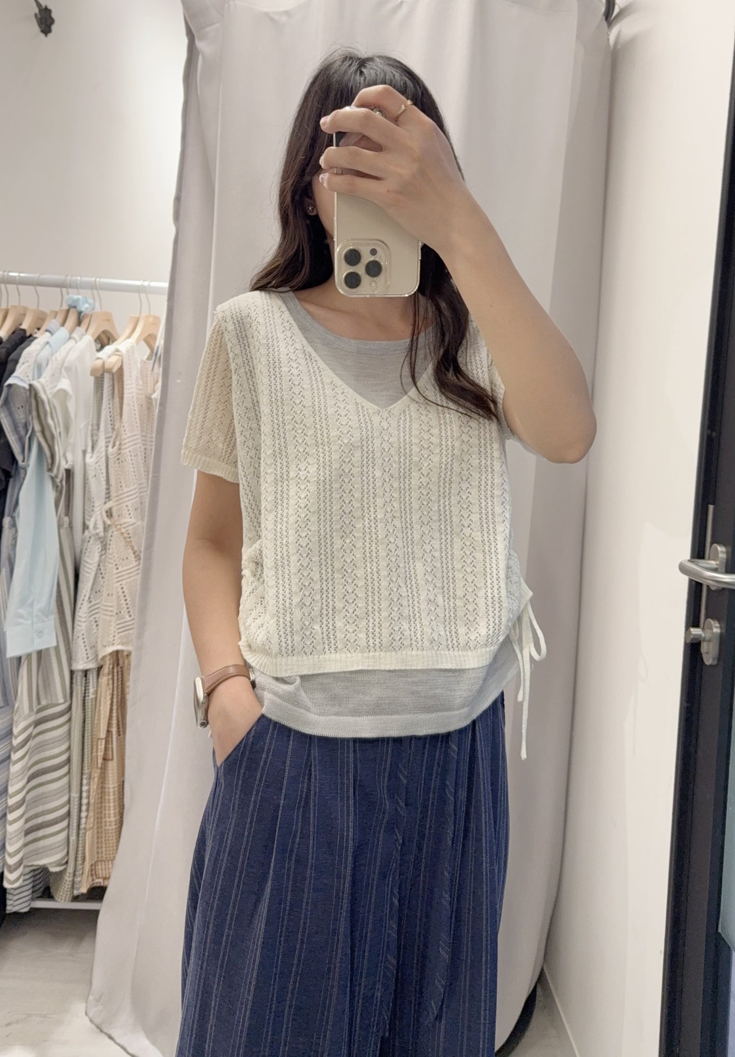 夏季・束邊假兩件線衫 2色入 1S60410