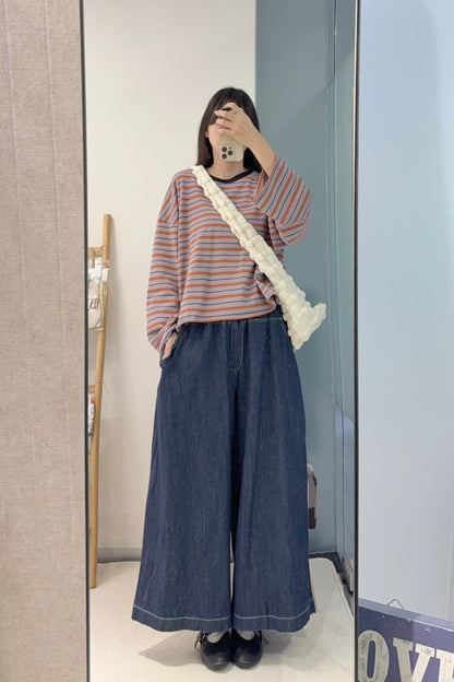 初秋・捲邊橫間薄衛衣 2色入 1S60929