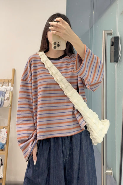 初秋・捲邊橫間薄衛衣 2色入 1S60929
